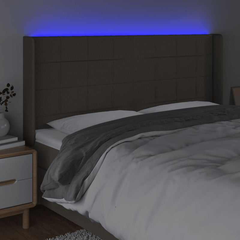 vidaXL tópszínű szövet LED-es fejtámla 163x16x118/128 cm