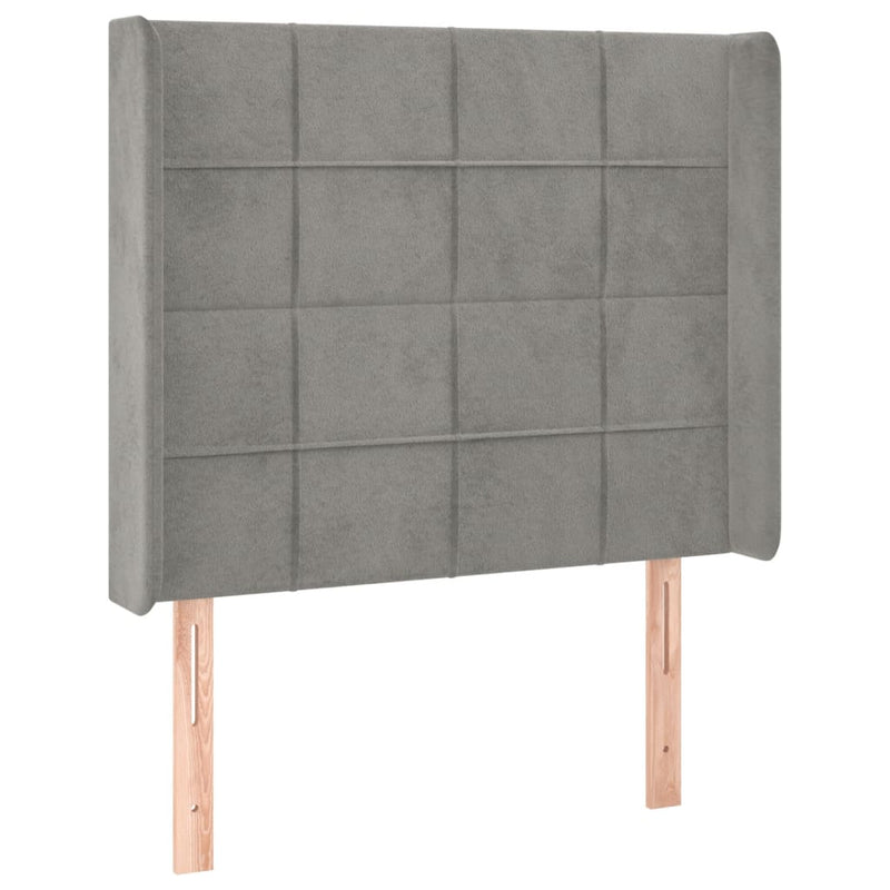vidaXL világosszürke bársony LED-es fejtámla 83x16x118/128 cm