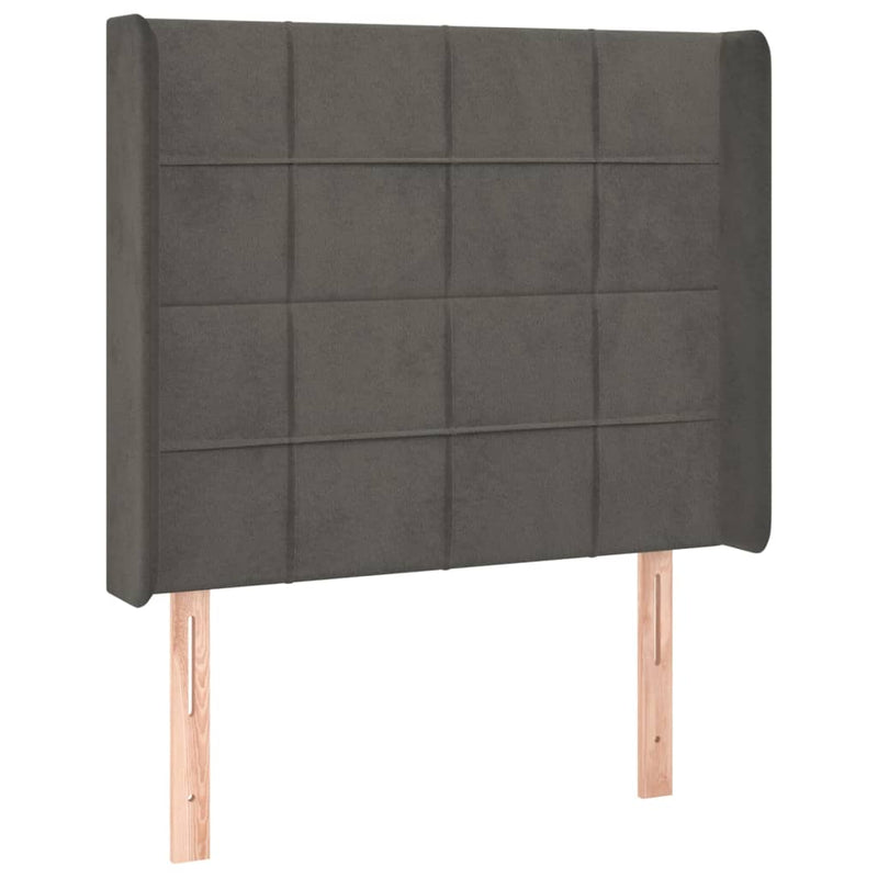 vidaXL sötétszürke bársony LED-es fejtámla 83x16x118/128 cm