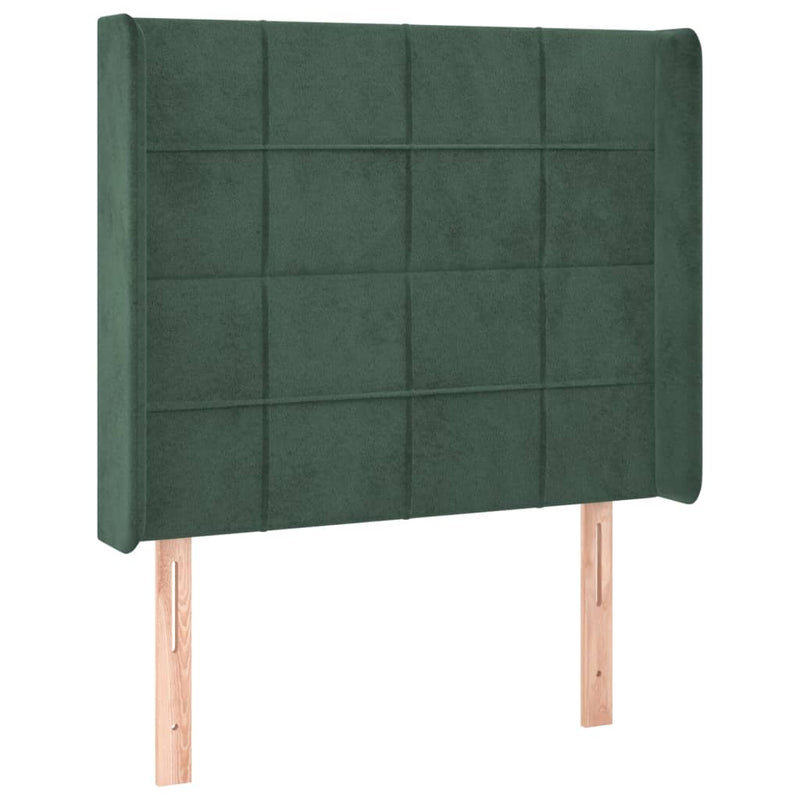 vidaXL sötétzöld bársony LED-es fejtámla 83x16x118/128 cm