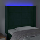 vidaXL sötétzöld bársony LED-es fejtámla 83x16x118/128 cm