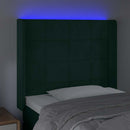 vidaXL sötétzöld bársony LED-es fejtámla 83x16x118/128 cm
