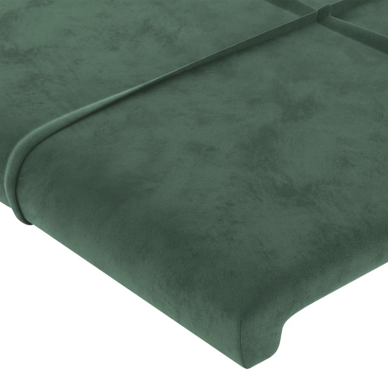 vidaXL sötétzöld bársony LED-es fejtámla 83x16x118/128 cm