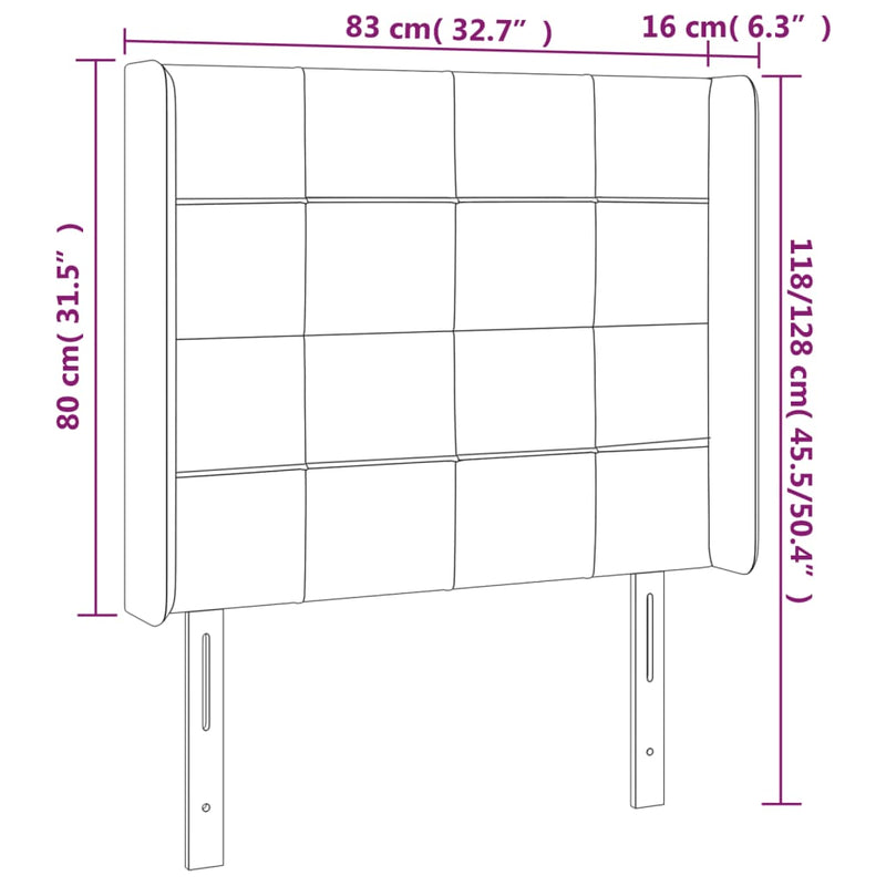 vidaXL sötétzöld bársony LED-es fejtámla 83x16x118/128 cm