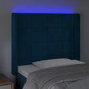 vidaXL sötétkék bársony LED-es fejtámla 83x16x118/128 cm