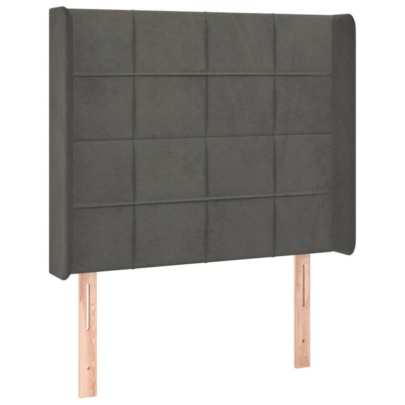 vidaXL sötétszürke bársony LED-es fejtámla 93x16x118/128 cm