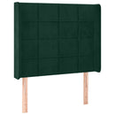 vidaXL sötétzöld bársony LED-es fejtámla 93x16x118/128 cm