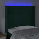 vidaXL sötétzöld bársony LED-es fejtámla 93x16x118/128 cm