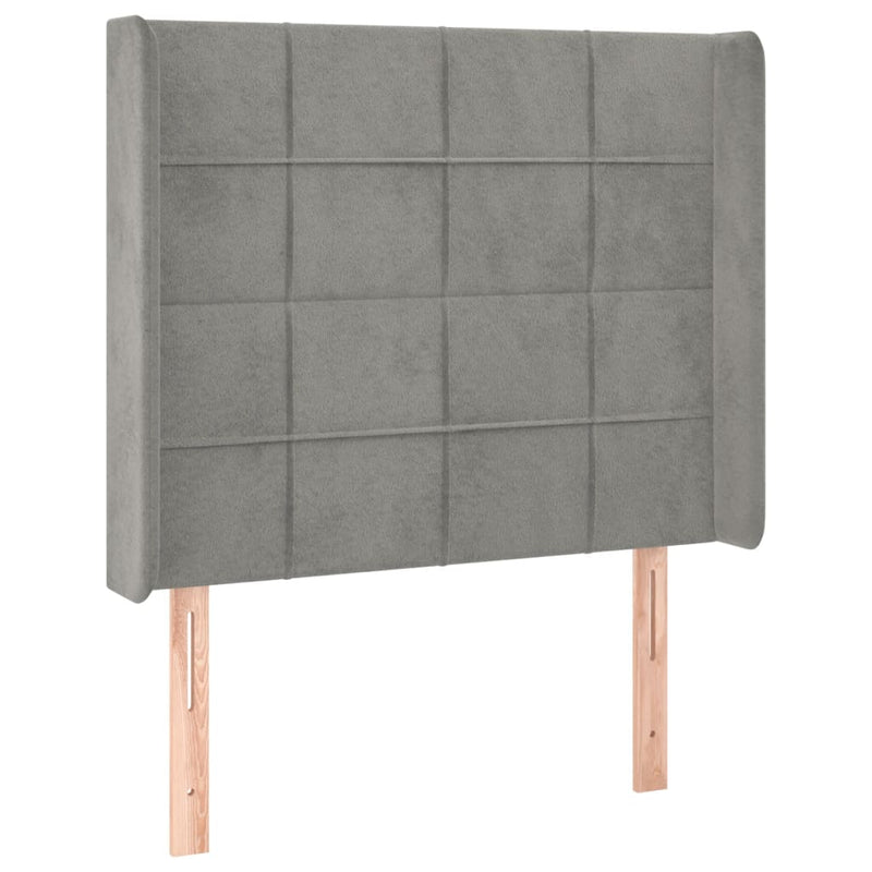 vidaXL világosszürke bársony LED-es fejtámla 103x16x118/128 cm