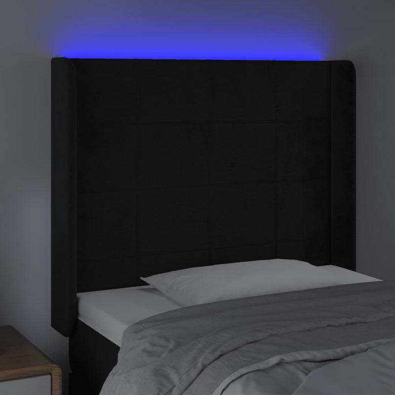 vidaXL fekete bársony LED-es fejtámla 103x16x118/128 cm