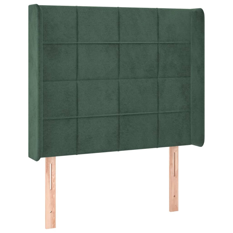 vidaXL sötétzöld bársony LED-es fejtámla 103x16x118/128 cm