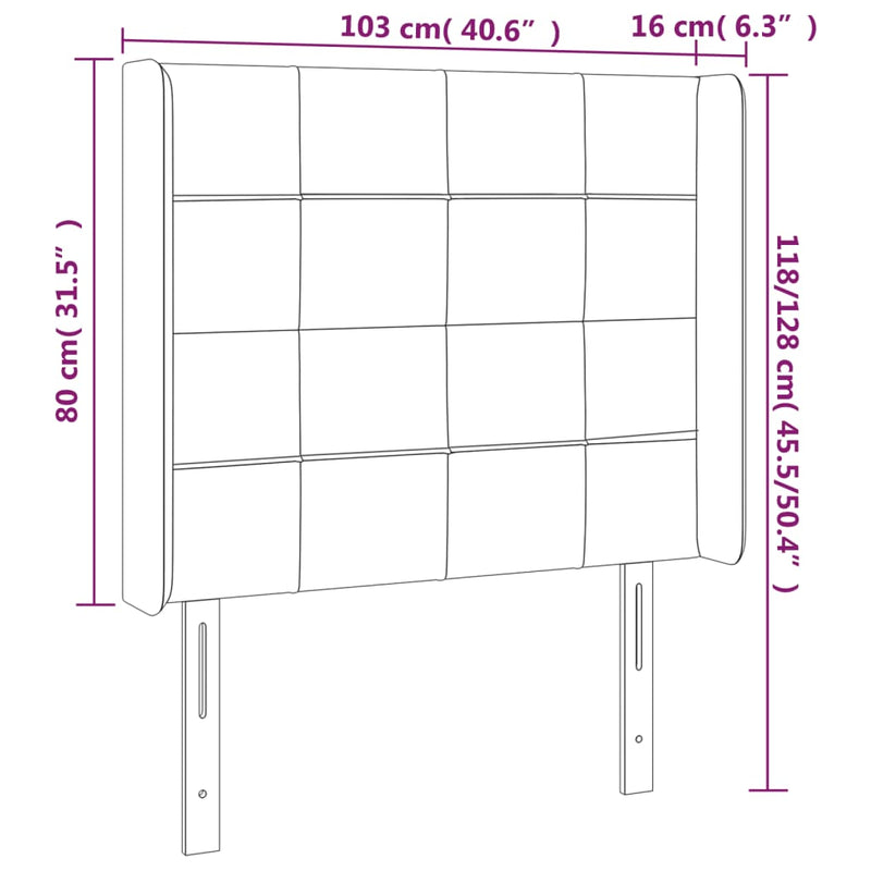 vidaXL sötétzöld bársony LED-es fejtámla 103x16x118/128 cm