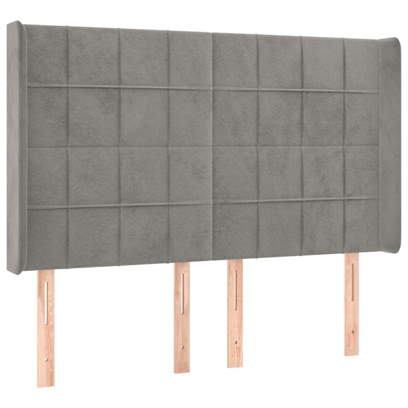 vidaXL világosszürke bársony LED-es fejtámla 147x16x118/128 cm