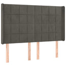 vidaXL sötétszürke bársony LED-es fejtámla 147x16x118/128 cm
