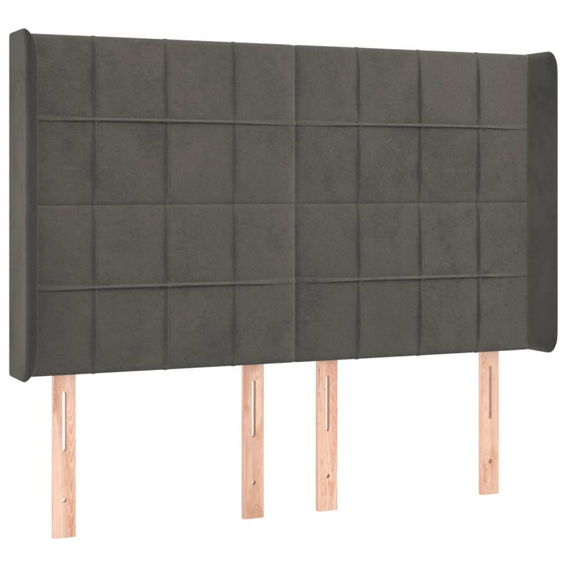 vidaXL sötétszürke bársony LED-es fejtámla 147x16x118/128 cm
