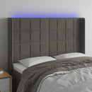 vidaXL sötétszürke bársony LED-es fejtámla 147x16x118/128 cm