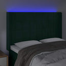 vidaXL sötétzöld bársony LED-es fejtámla 147x16x118/128 cm