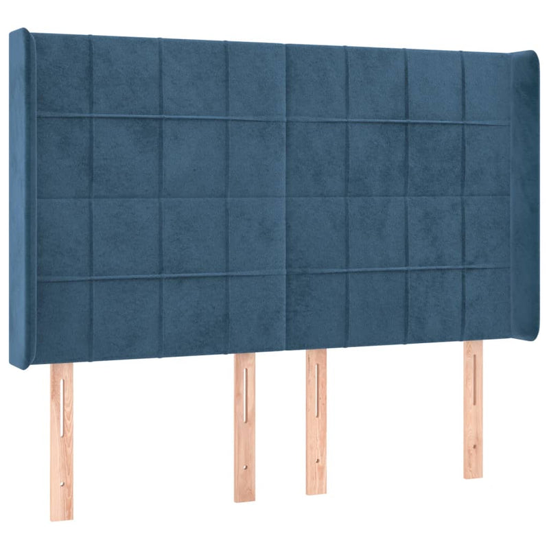 vidaXL sötétkék bársony LED-es fejtámla 147x16x118/128 cm