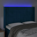 vidaXL sötétkék bársony LED-es fejtámla 147x16x118/128 cm