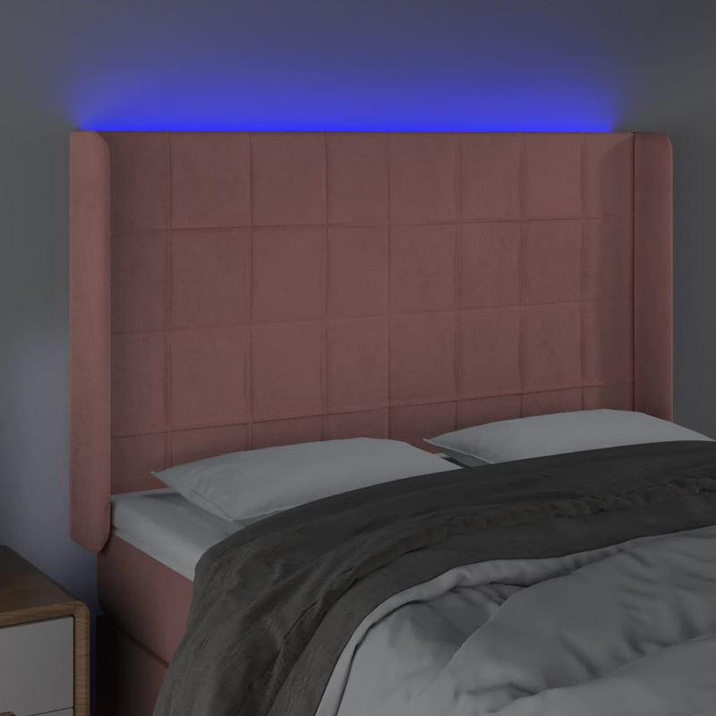 vidaXL rózsaszín bársony LED-es fejtámla 147x16x118/128 cm