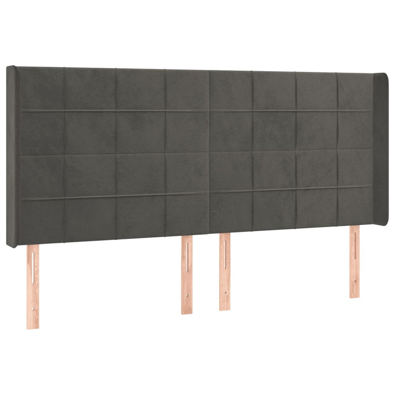 vidaXL sötétszürke bársony LED-es fejtámla 163x16x118/128 cm