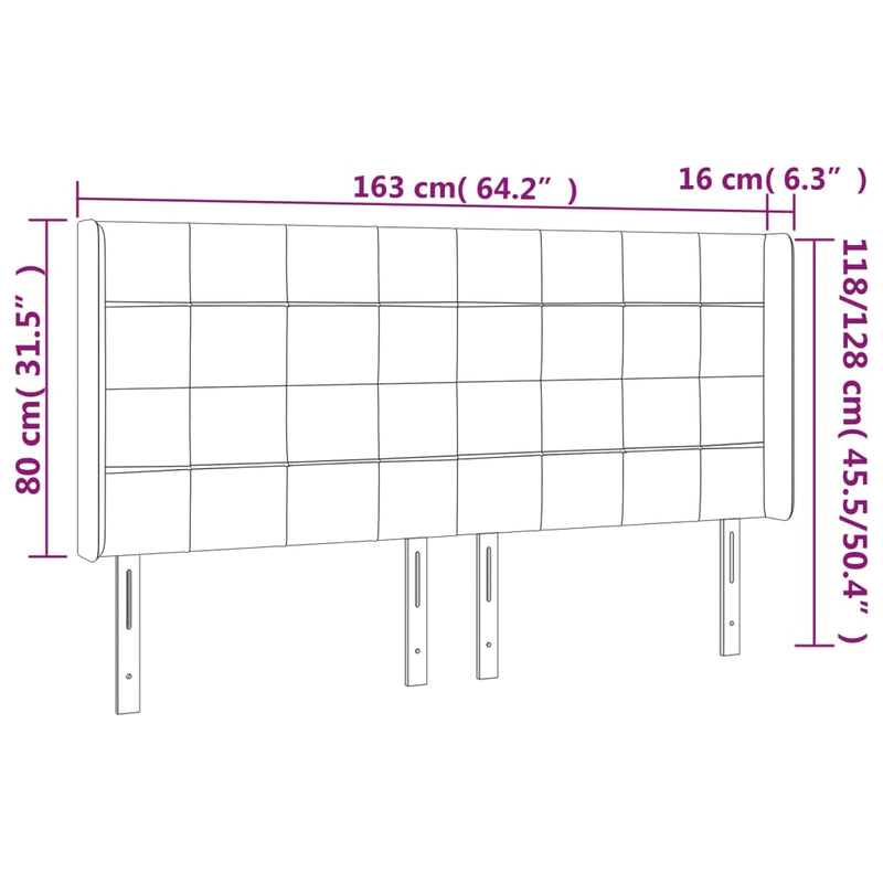 vidaXL sötétkék bársony LED-es fejtámla 163x16x118/128 cm