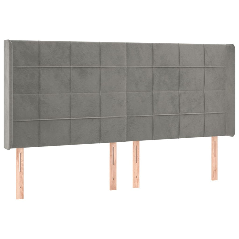 vidaXL világosszürke bársony LED-es fejtámla 183x16x118/128 cm