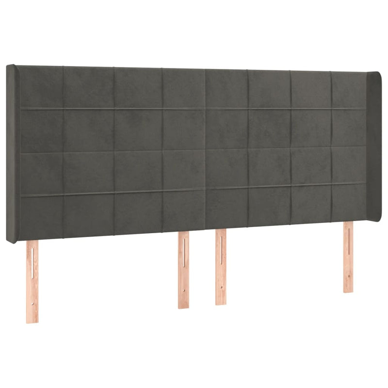 vidaXL sötétszürke bársony LED-es fejtámla 183x16x118/128 cm