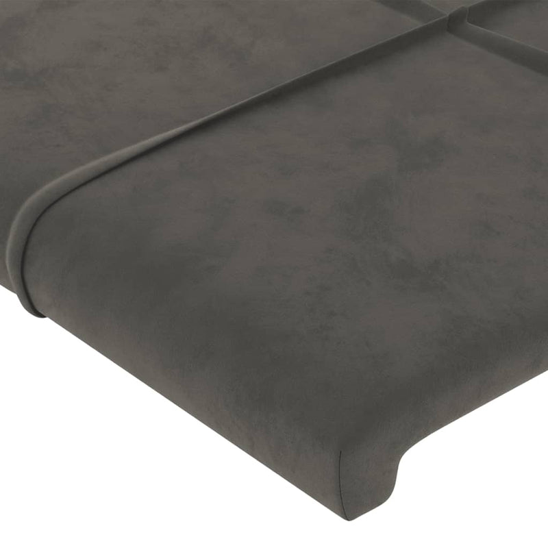 vidaXL sötétszürke bársony LED-es fejtámla 183x16x118/128 cm