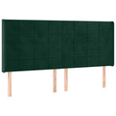 vidaXL sötétzöld bársony LED-es fejtámla 183x16x118/128 cm