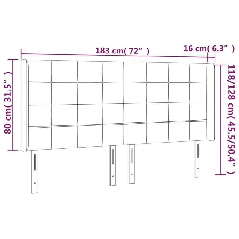 vidaXL sötétkék bársony LED-es fejtámla 183x16x118/128 cm