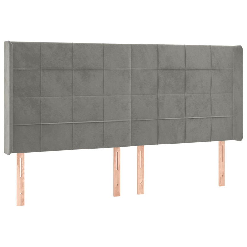 vidaXL világosszürke bársony LED-es fejtámla 203x16x118/128 cm