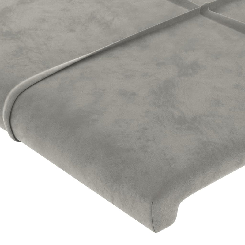 vidaXL világosszürke bársony LED-es fejtámla 203x16x118/128 cm
