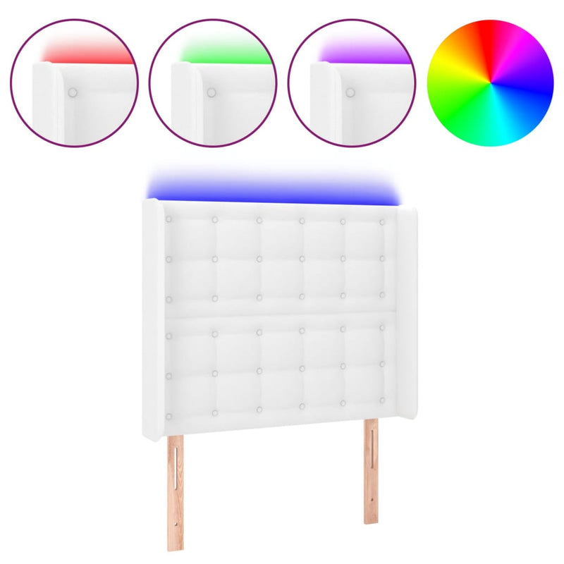 vidaXL fehér műbőr LED-es fejtámla 83x16x118/128 cm