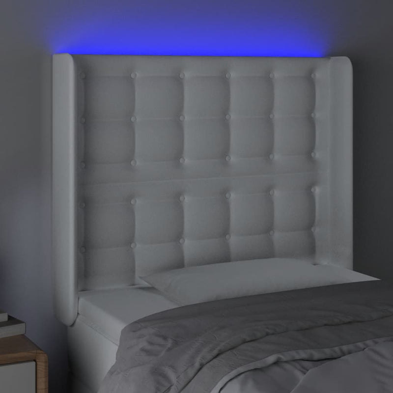 vidaXL fehér műbőr LED-es fejtámla 83x16x118/128 cm