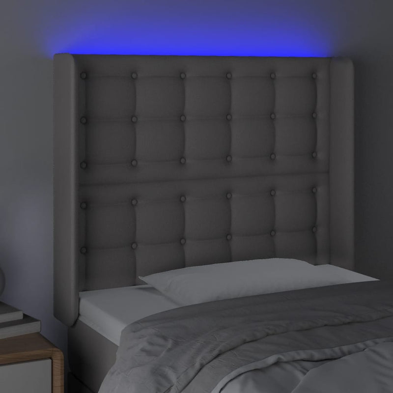 vidaXL szürke műbőr LED-es fejtámla 83x16x118/128 cm