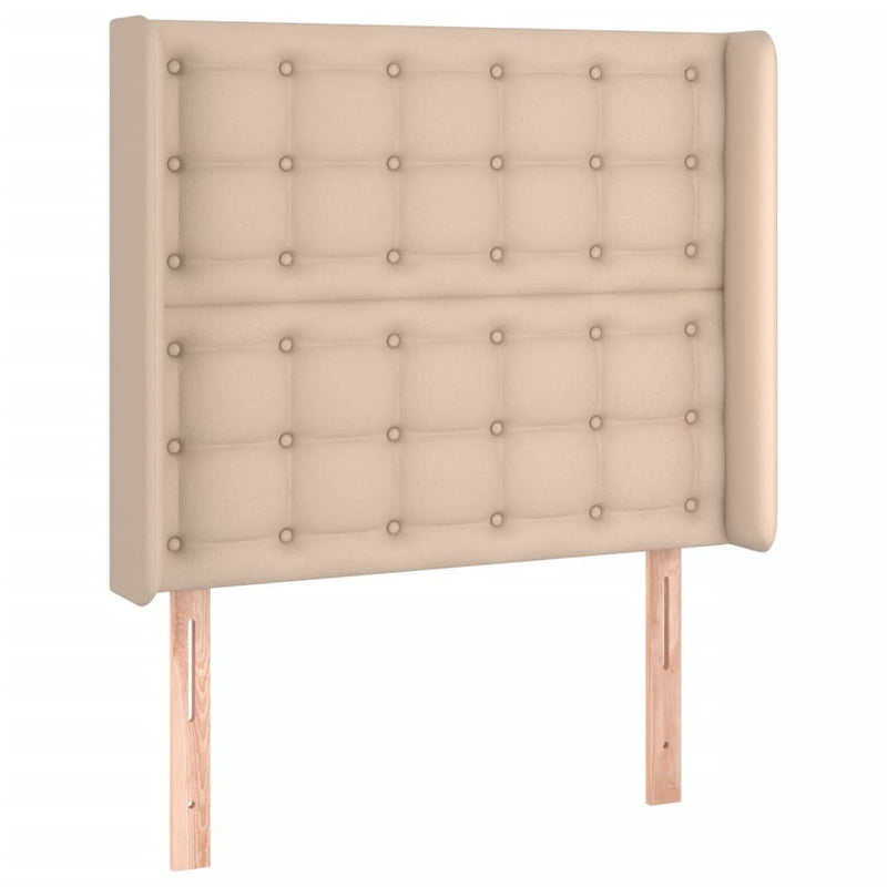 vidaXL cappuccino műbőr LED-es fejtámla 83x16x118/128 cm
