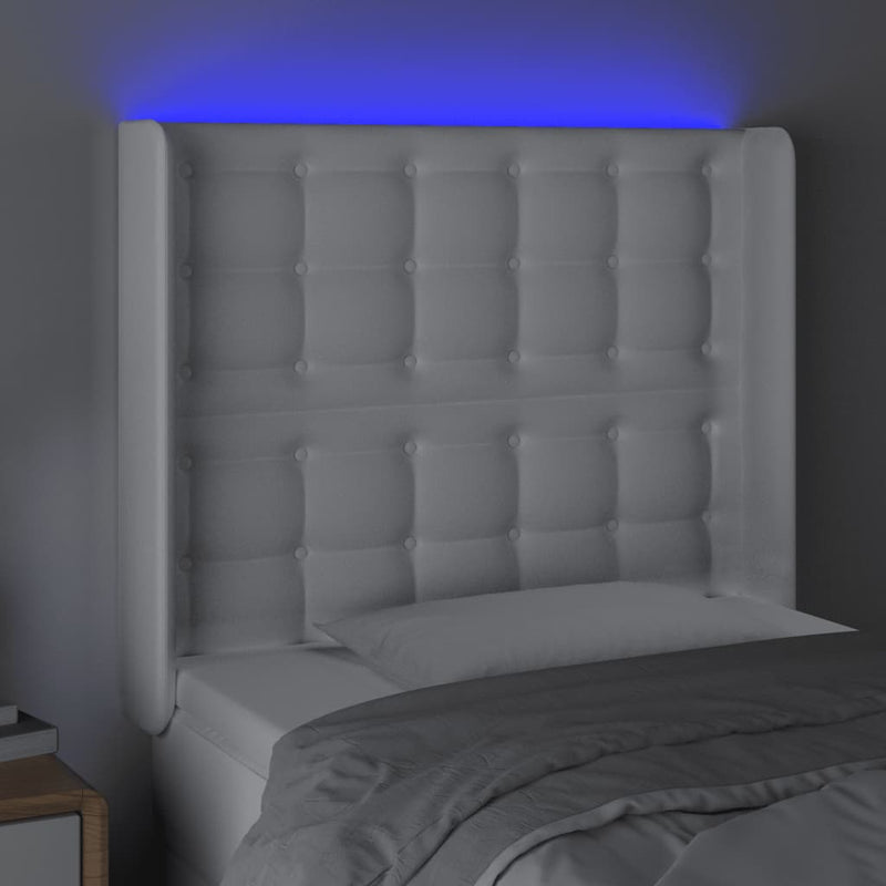 vidaXL fehér műbőr LED-es fejtámla 93x16x118/128 cm