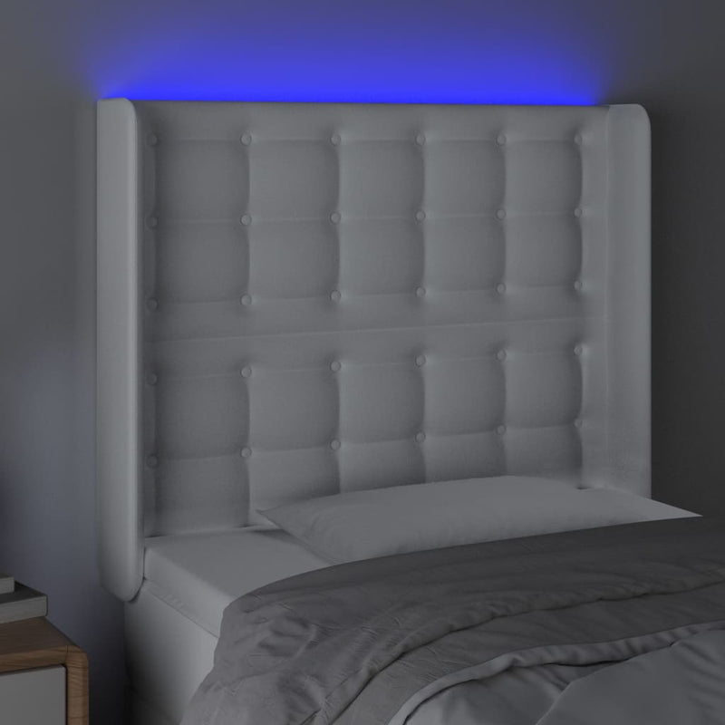 vidaXL fehér műbőr LED-es fejtámla 103x16x118/128 cm