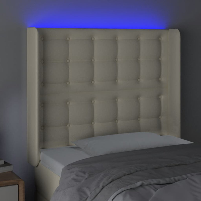 vidaXL krémszínű műbőr LED-es fejtámla 103x16x118/128 cm