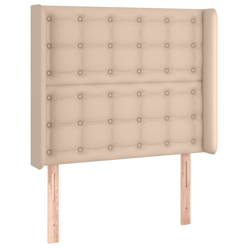 vidaXL cappuccino műbőr LED-es fejtámla 103x16x118/128 cm