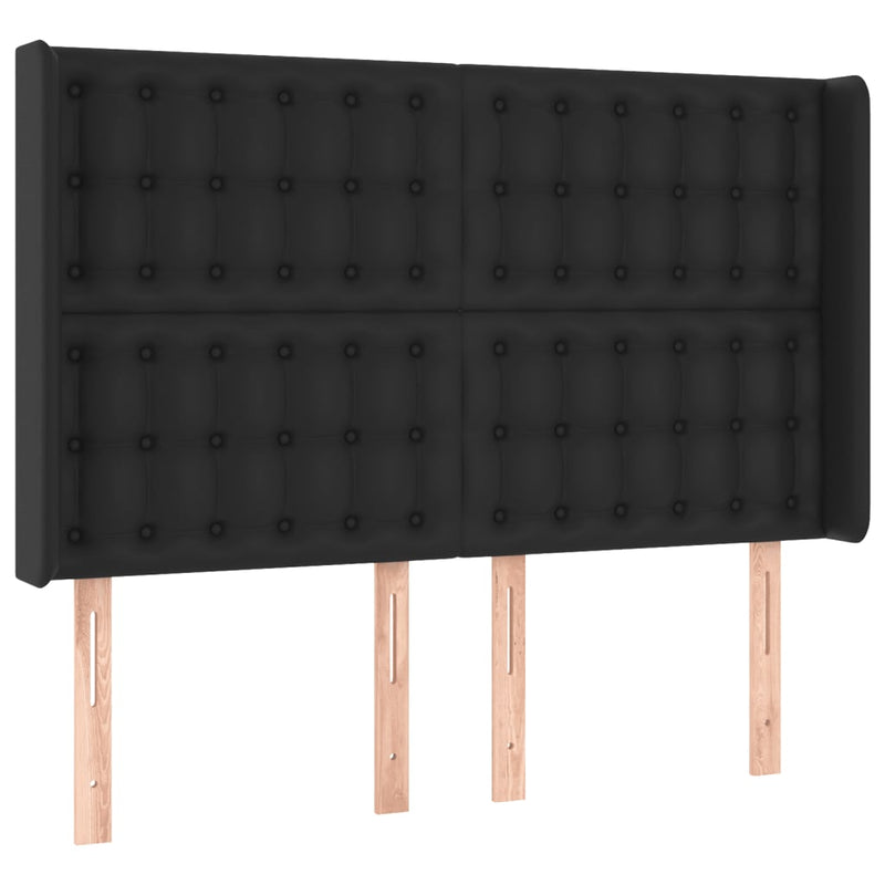 vidaXL fekete műbőr LED-es fejtámla 147x16x118/128 cm