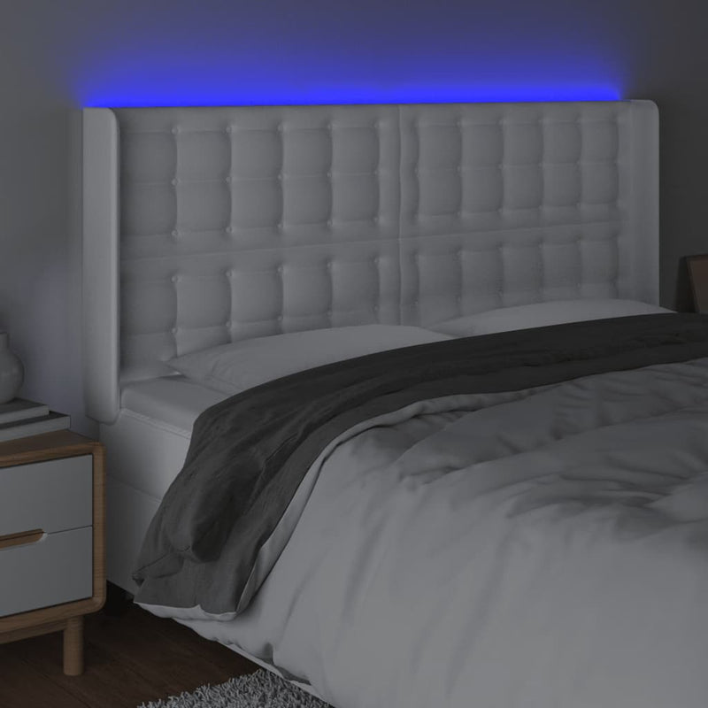 vidaXL fehér műbőr LED-es fejtámla 147x16x118/128 cm