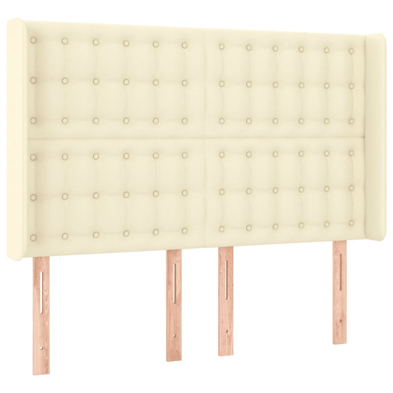 vidaXL krémszínű műbőr LED-es fejtámla 147x16x118/128 cm