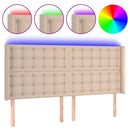 vidaXL cappuccino műbőr LED-es fejtámla 147x16x118/128 cm