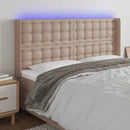 vidaXL cappuccino műbőr LED-es fejtámla 147x16x118/128 cm