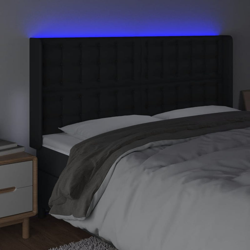 vidaXL fekete műbőr LED-es fejtámla 163x16x118/128 cm