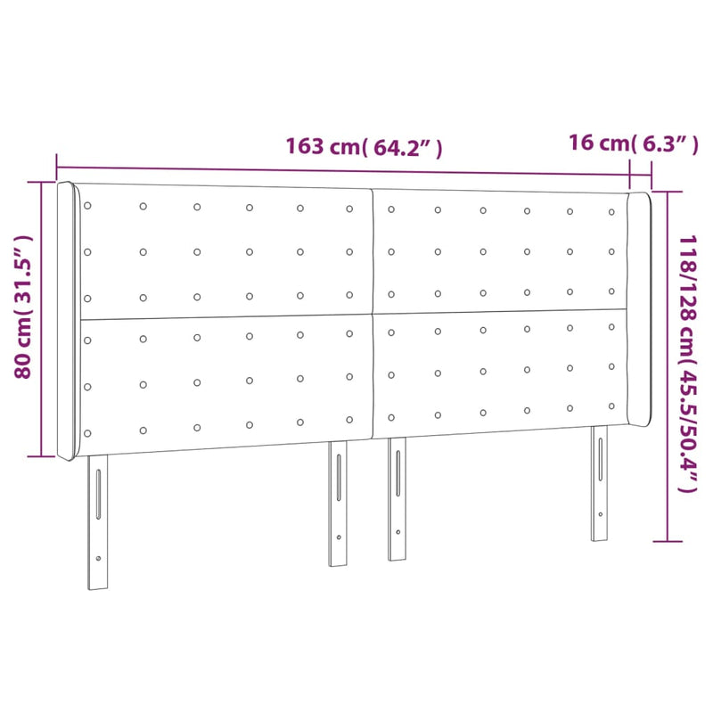 vidaXL krémszínű műbőr LED-es fejtámla 163x16x118/128 cm