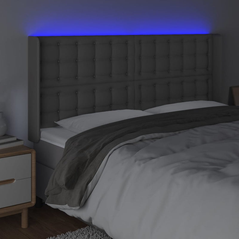 vidaXL szürke műbőr LED-es fejtámla 163x16x118/128 cm