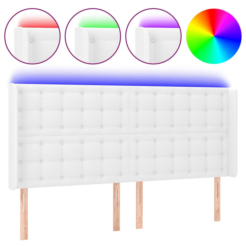 vidaXL fehér műbőr LED-es fejtámla 203x16x118/128 cm
